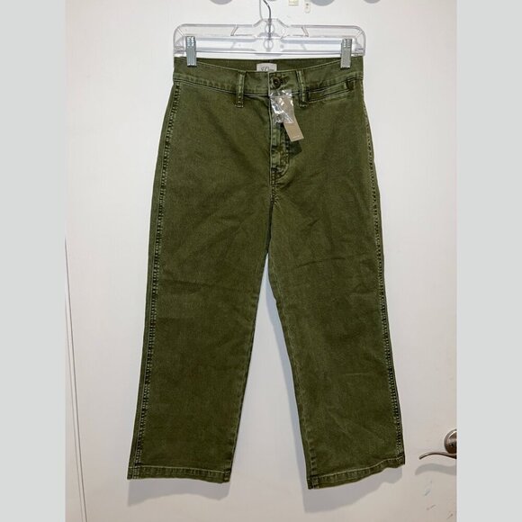 NWT J.Crew Size 27p Garment-Dyed Slim Wide Leg Jean Green SP' 2021 AV814 - Picture 5 of 14